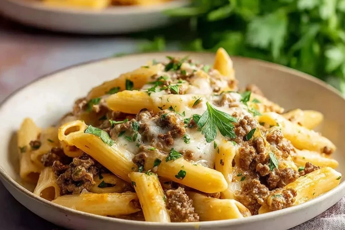 Best Cheesy Ground Beef Pasta