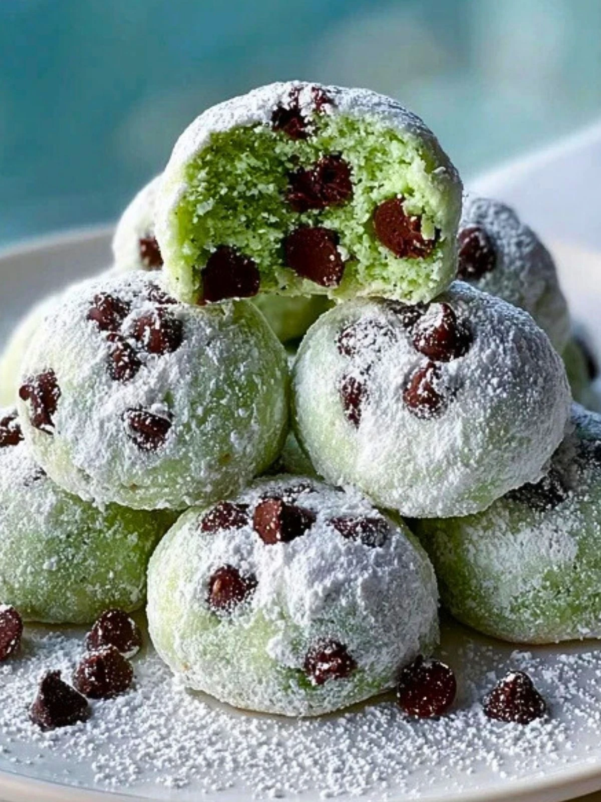 Mint Chocolate Chip Snowball Cookies (1)