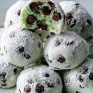 Mint Chocolate Chip Snowball Cookies