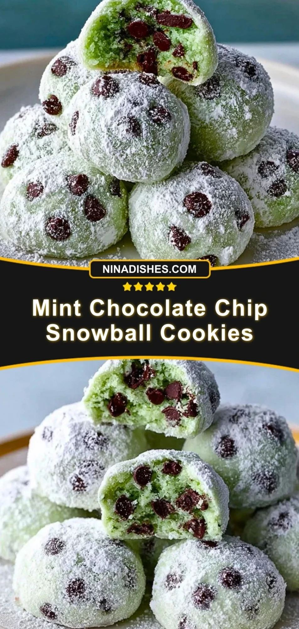 Mint Chocolate Chip Snowball Cookies (3)