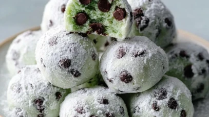 Mint Chocolate Chip Snowball Cookies