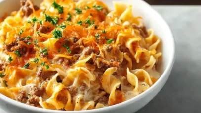 Cheesy Beef and Noodle Casserole