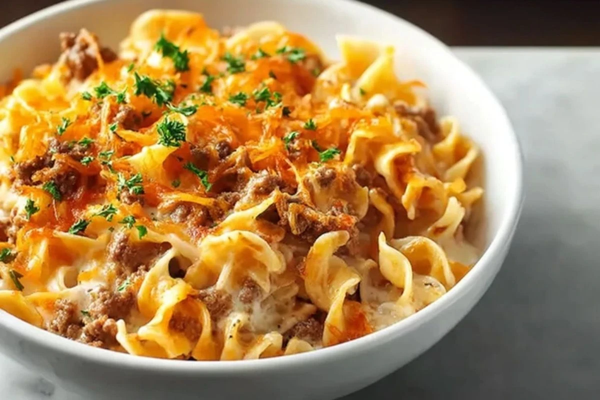 Cheesy Beef and Noodle Casserole