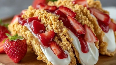 Strawberry Crunch Cheesecake Tacos
