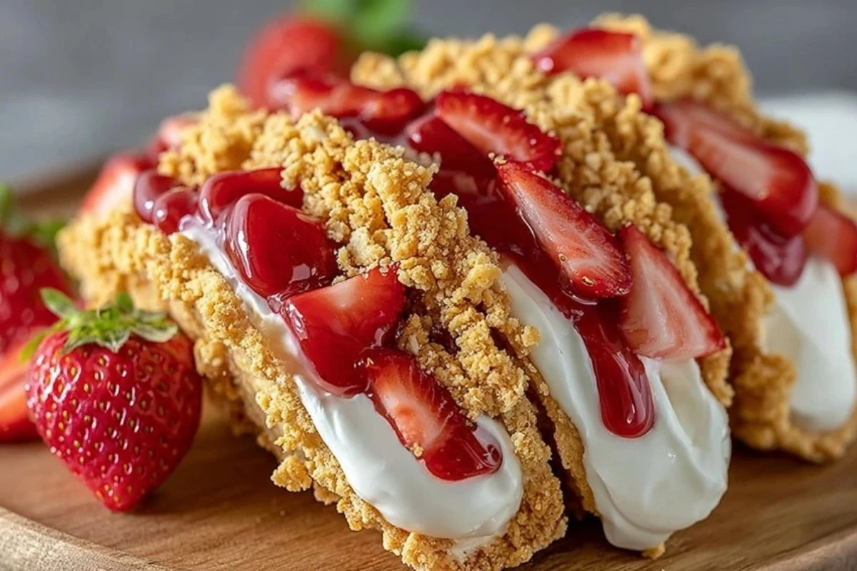 Strawberry Crunch Cheesecake Tacos