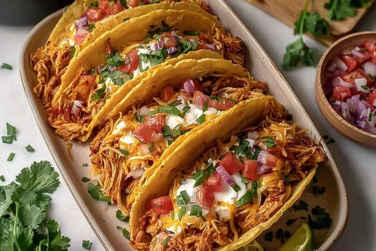 Perfect Slow Cooker Shredded Chicken Tacos