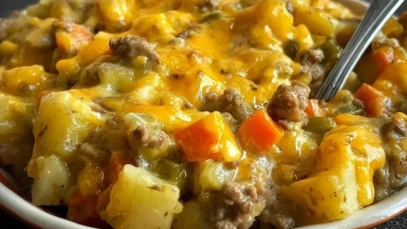 Cheesy Ground Beef Casserole Made With Frozen Potatoes