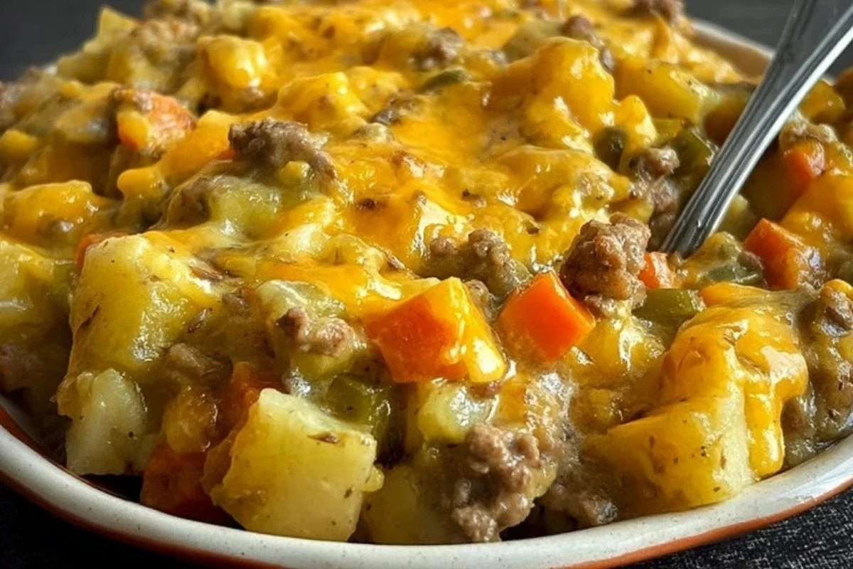 Cheesy Ground Beef Casserole Made With Frozen Potatoes