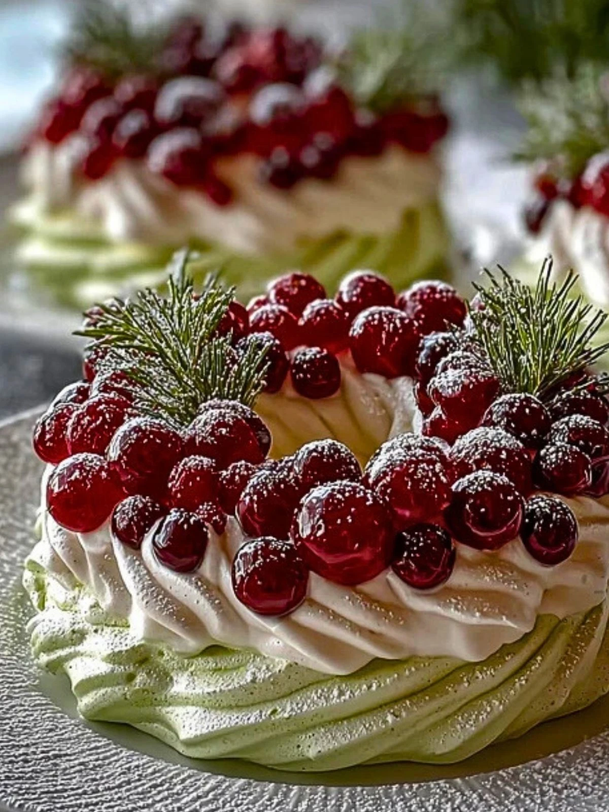 Holiday Wreath Meringues with Berries & Cream (1)