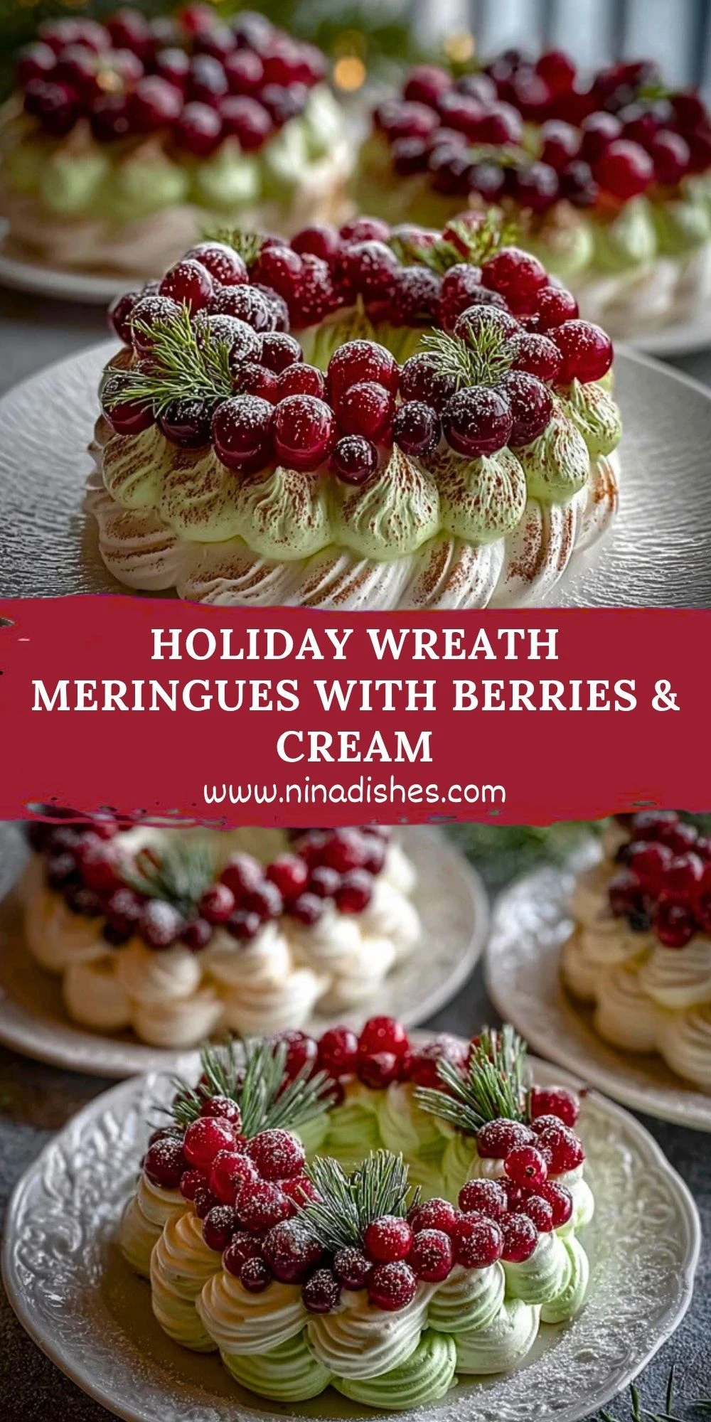 Holiday Wreath Meringues with Berries & Cream (2)