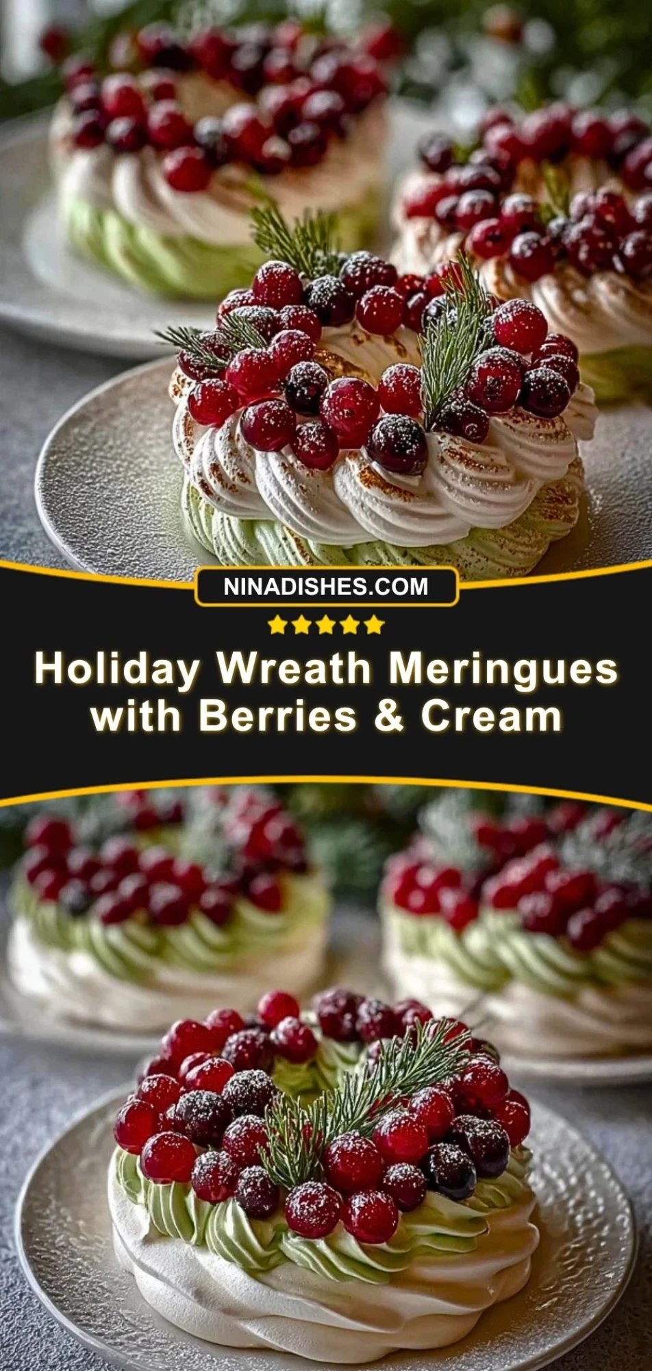 Holiday Wreath Meringues with Berries & Cream (3)
