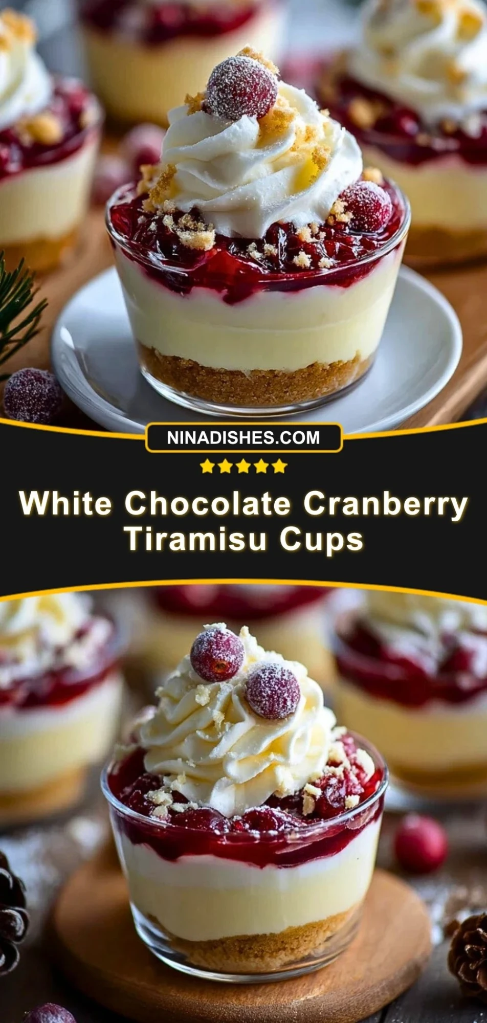 White Chocolate Cranberry Tiramisu Cups (3)