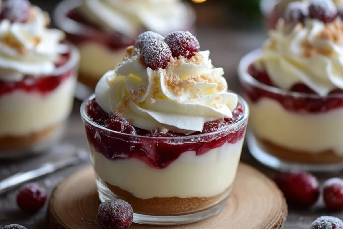 White Chocolate Cranberry Tiramisu Cups