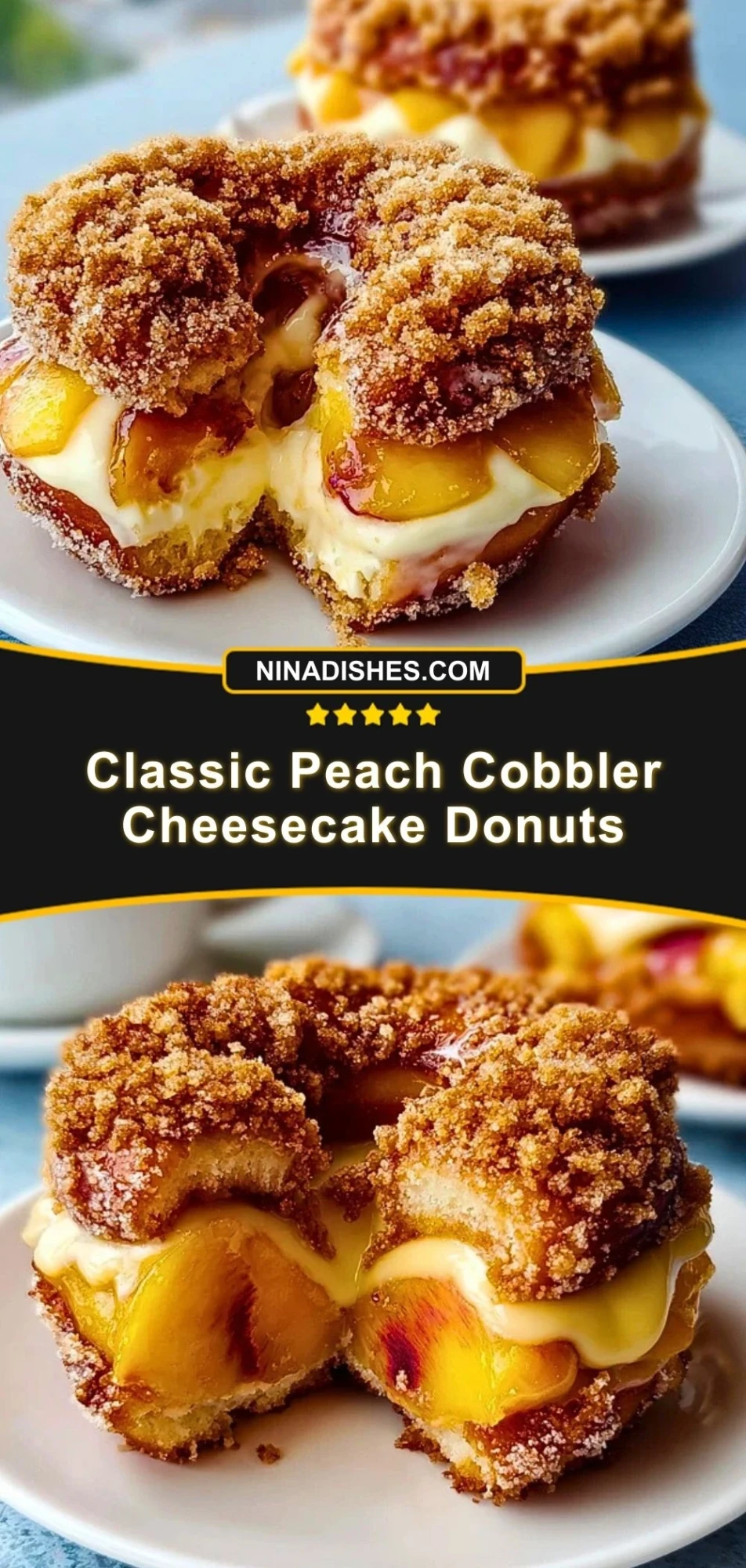 Classic Peach Cobbler Cheesecake Donuts (3)
