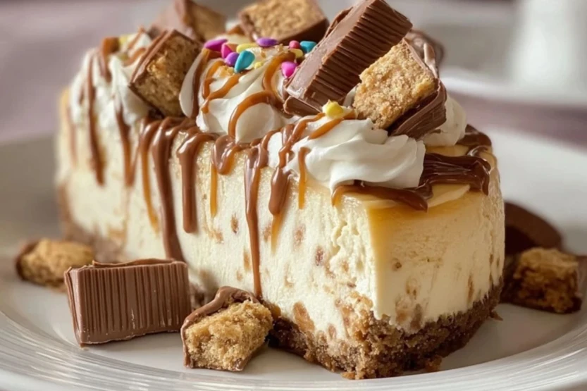 White Chocolate Reese’s Dream Cheesecake