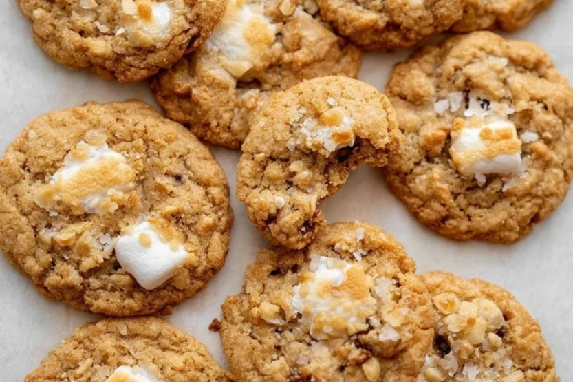 Brown Butter Marshmallow Crispy Cookies