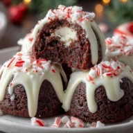 Candy Cane Brownie Bombs