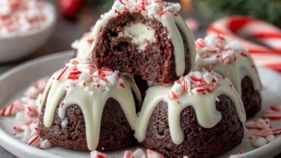 Candy Cane Brownie Bombs