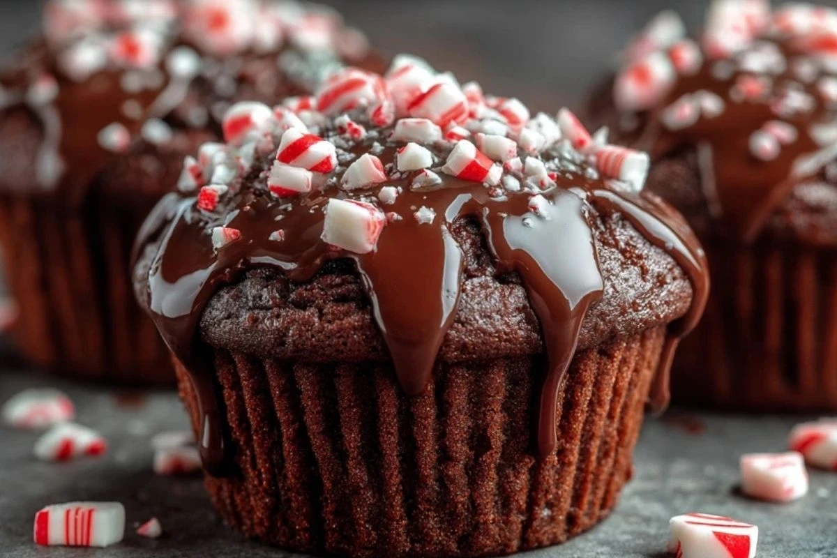 Peppermint Hot Chocolate Muffins