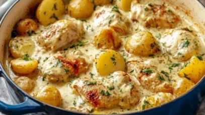 Dutch Oven Creamy Ranch Chicken & Potatoes