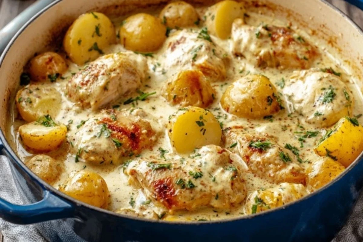 Dutch Oven Creamy Ranch Chicken & Potatoes