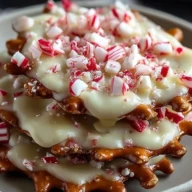 Easy White Chocolate Peppermint Pretzel Crisps