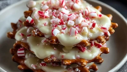 Easy White Chocolate Peppermint Pretzel Crisps