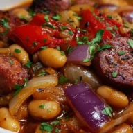 Crockpot Cowboy Beans with Kielbasa