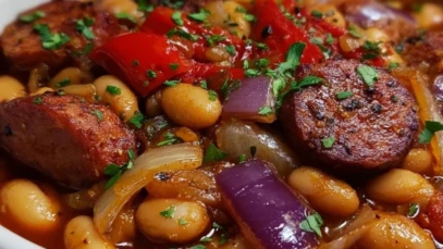 Crockpot Cowboy Beans with Kielbasa