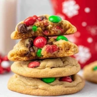 Christmas M&M Peanut Butter Cookies