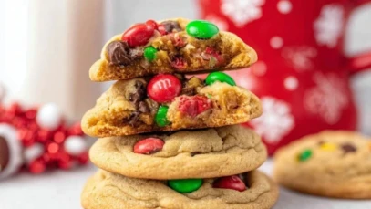 Christmas M&M Peanut Butter Cookies