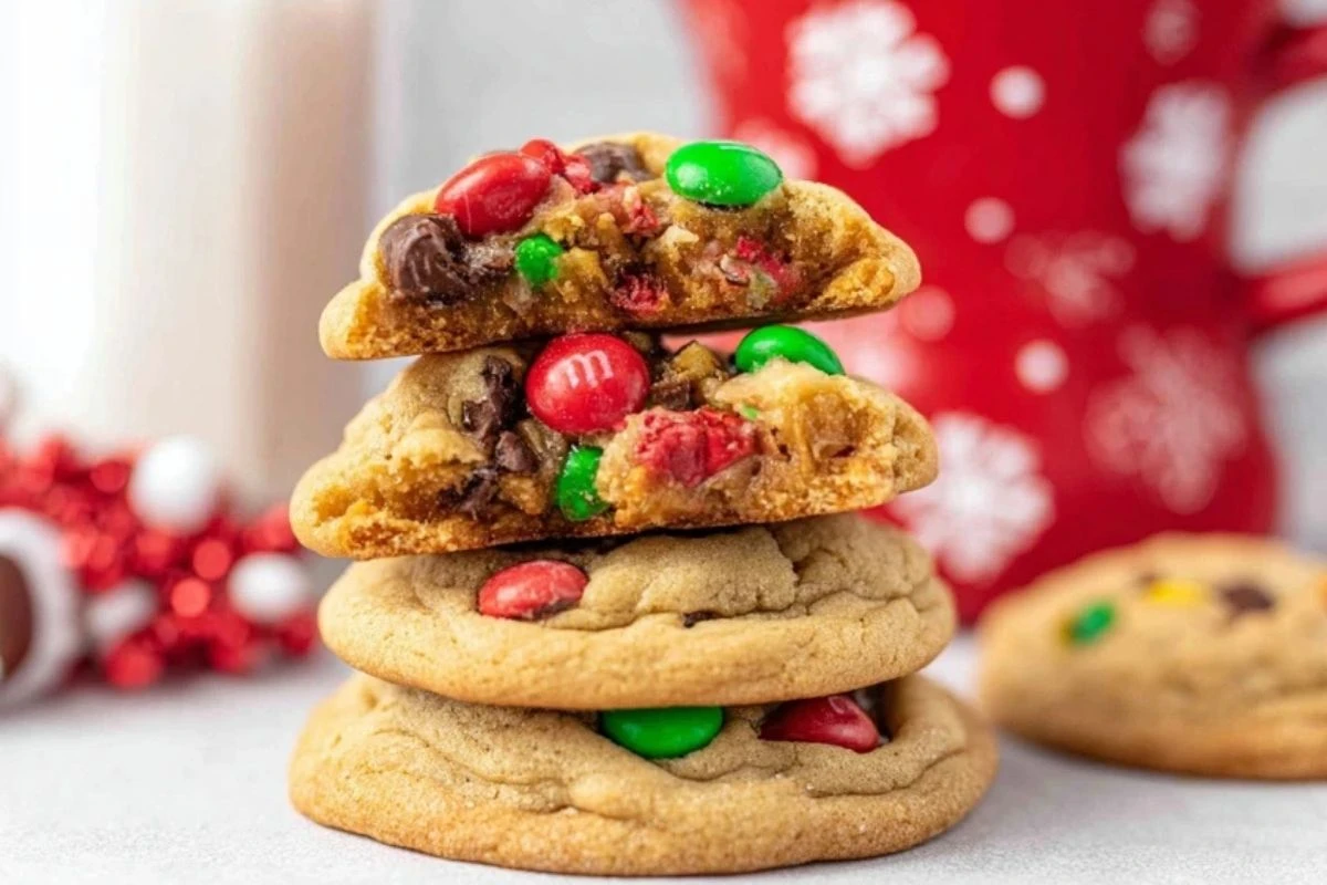 Christmas M&M Peanut Butter Cookies