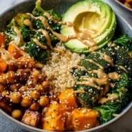 Miso Glazed Sweet Potato Buddha Bowl