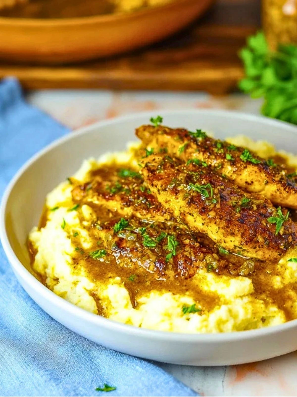 Saucy Herb and Garlic Chicken Skillet with Mashed Potatoes (1)