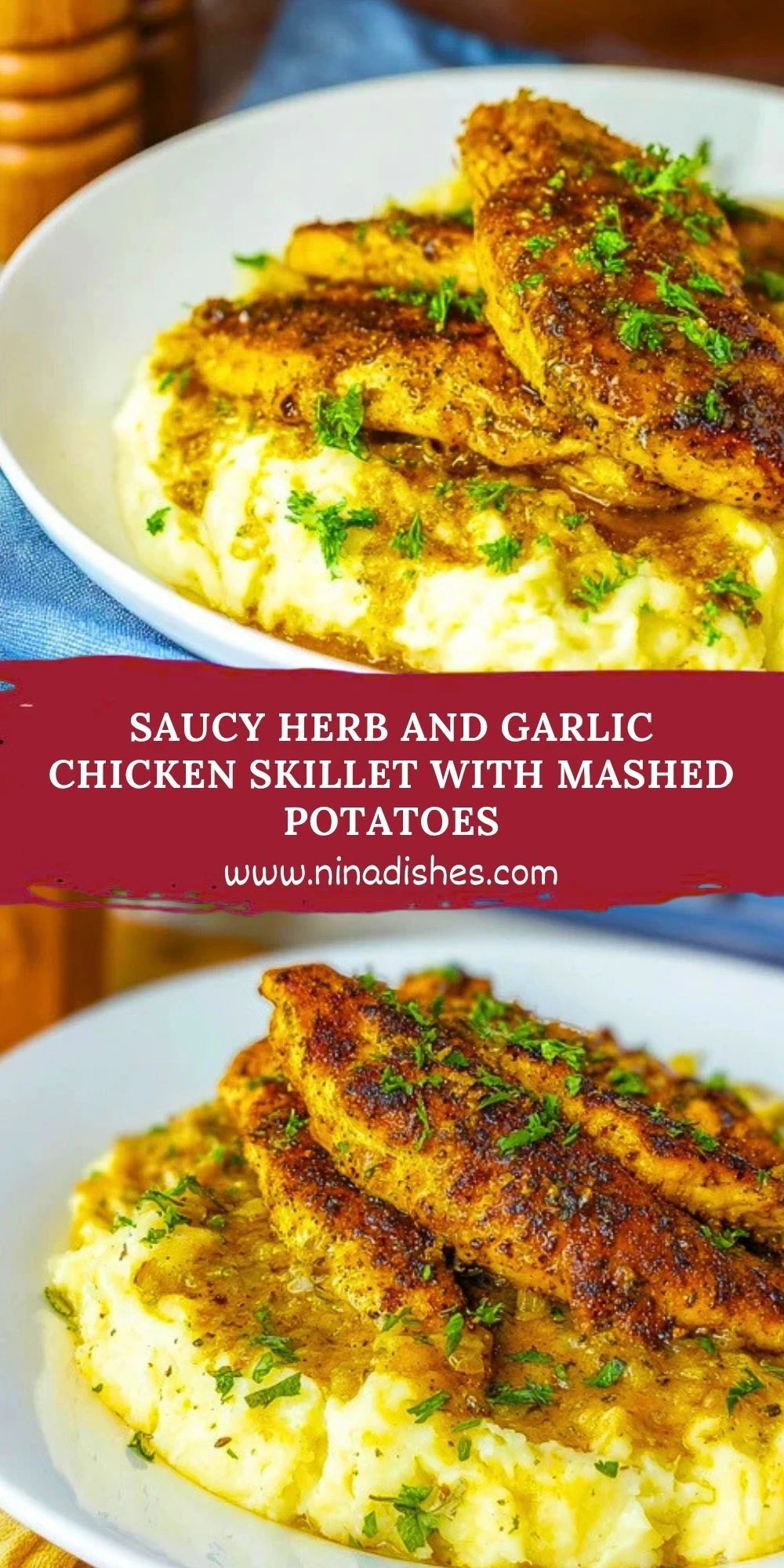Saucy Herb and Garlic Chicken Skillet with Mashed Potatoes (2)