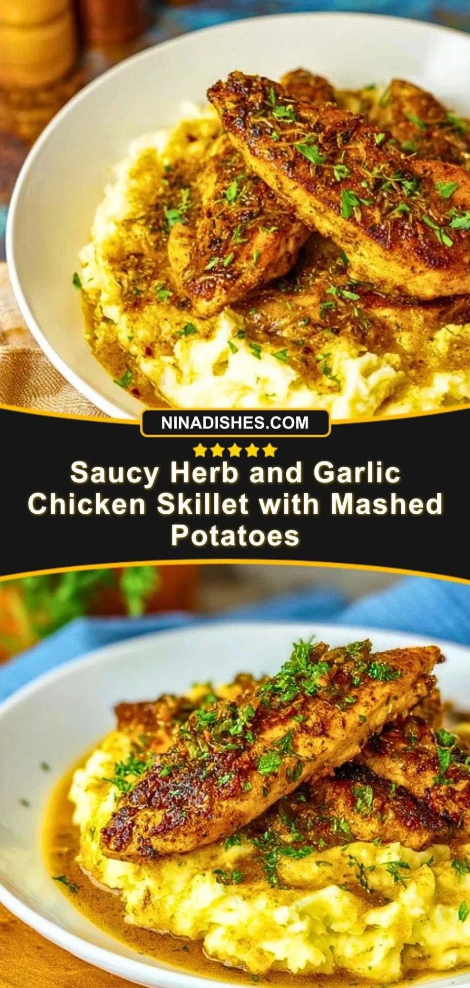 Saucy Herb and Garlic Chicken Skillet with Mashed Potatoes (3)