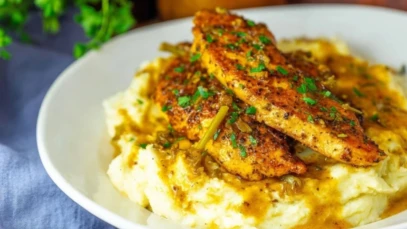 Saucy Herb and Garlic Chicken Skillet with Mashed Potatoes