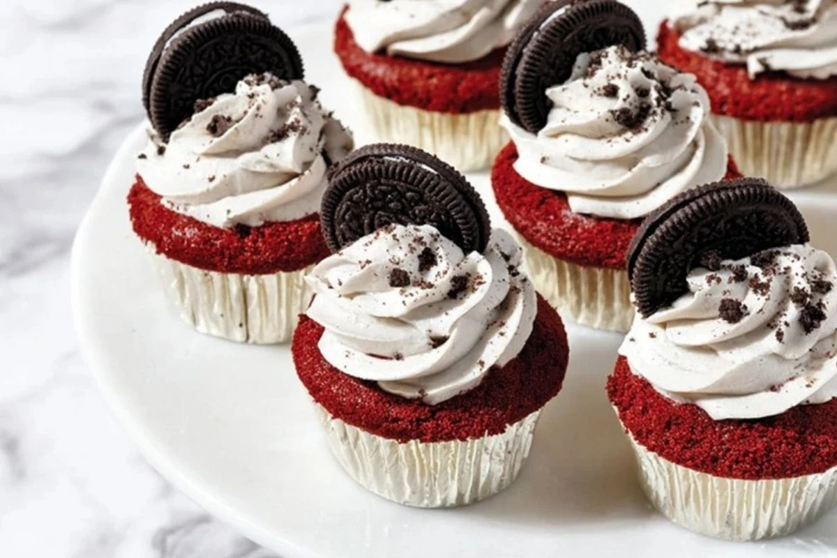 Soft And Rich Red Velvet Oreo Cupcakes