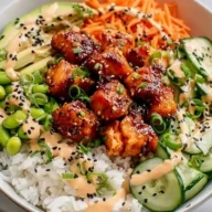 Spicy Salmon Rice Bowls