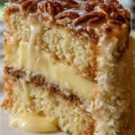 White German Chocolate Cake with Cheesecake Center