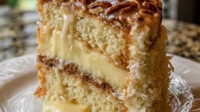 White German Chocolate Cake with Cheesecake Center