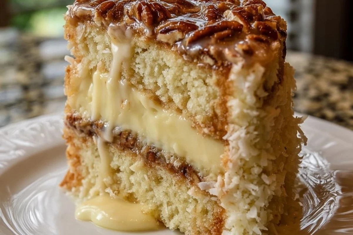 White German Chocolate Cake with Cheesecake Center