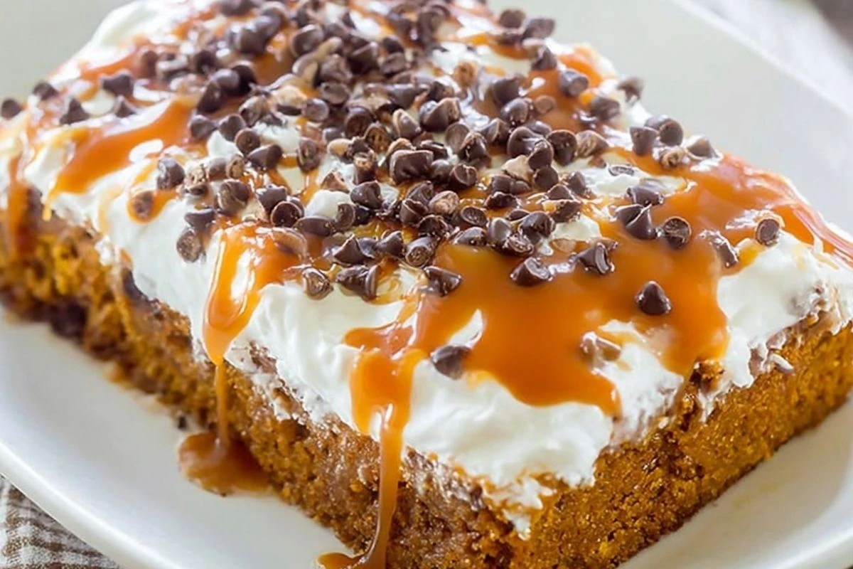 Pumpkin Caramel Poke Cake