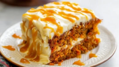 Salted Caramel Carrot Cake with Cream Cheese Frosting