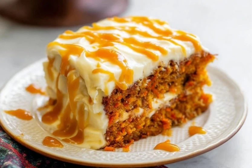 Salted Caramel Carrot Cake with Cream Cheese Frosting