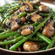 Garlic Butter Sautéed Green Beans and Mushrooms