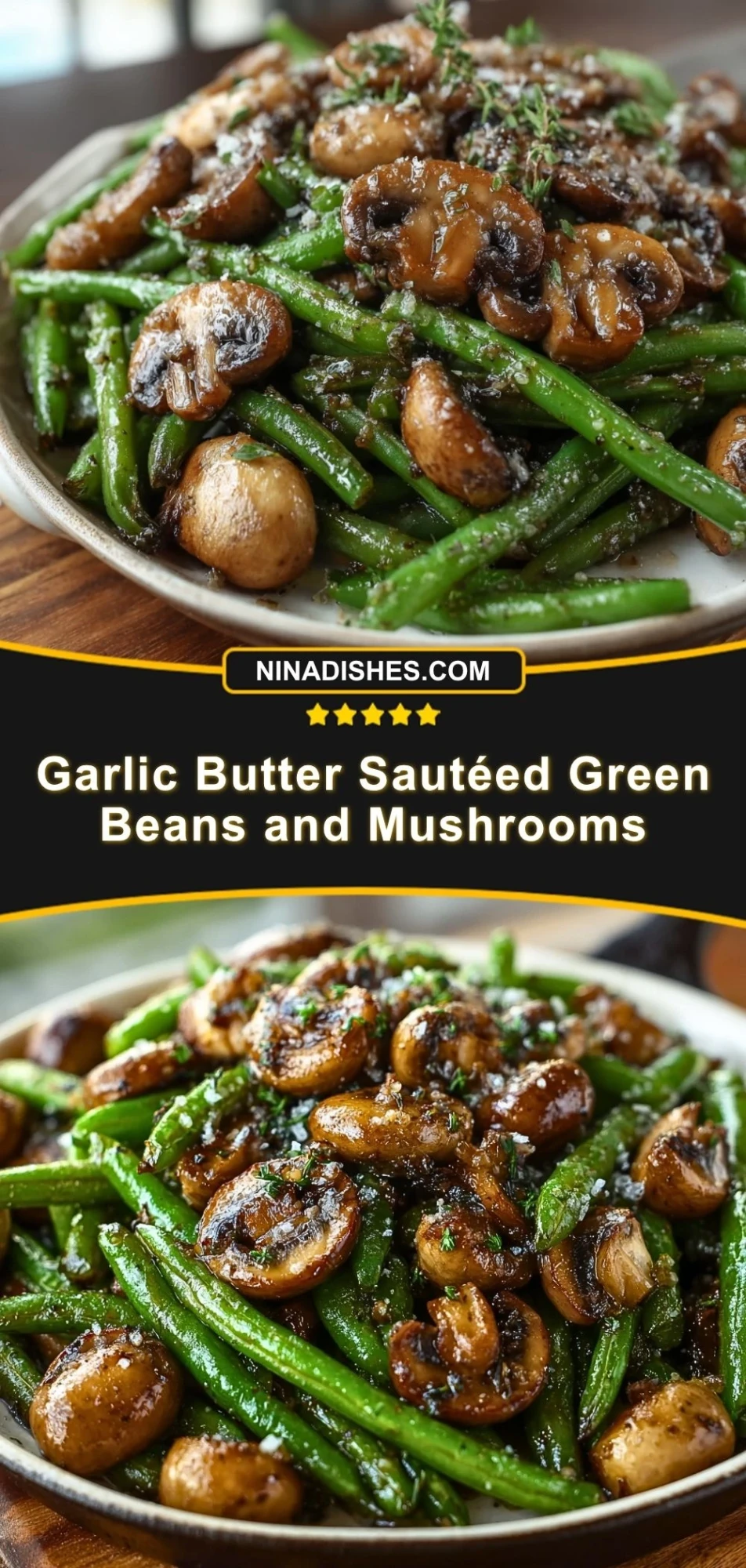 Garlic Butter Sautéed Green Beans and Mushrooms (3)
