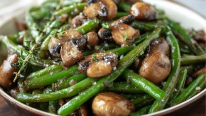 Garlic Butter Sautéed Green Beans and Mushrooms