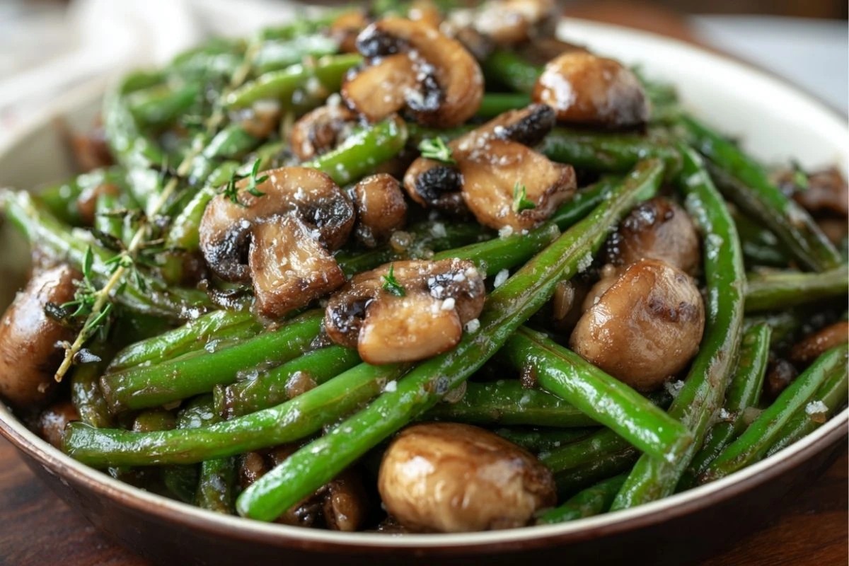Garlic Butter Sautéed Green Beans and Mushrooms
