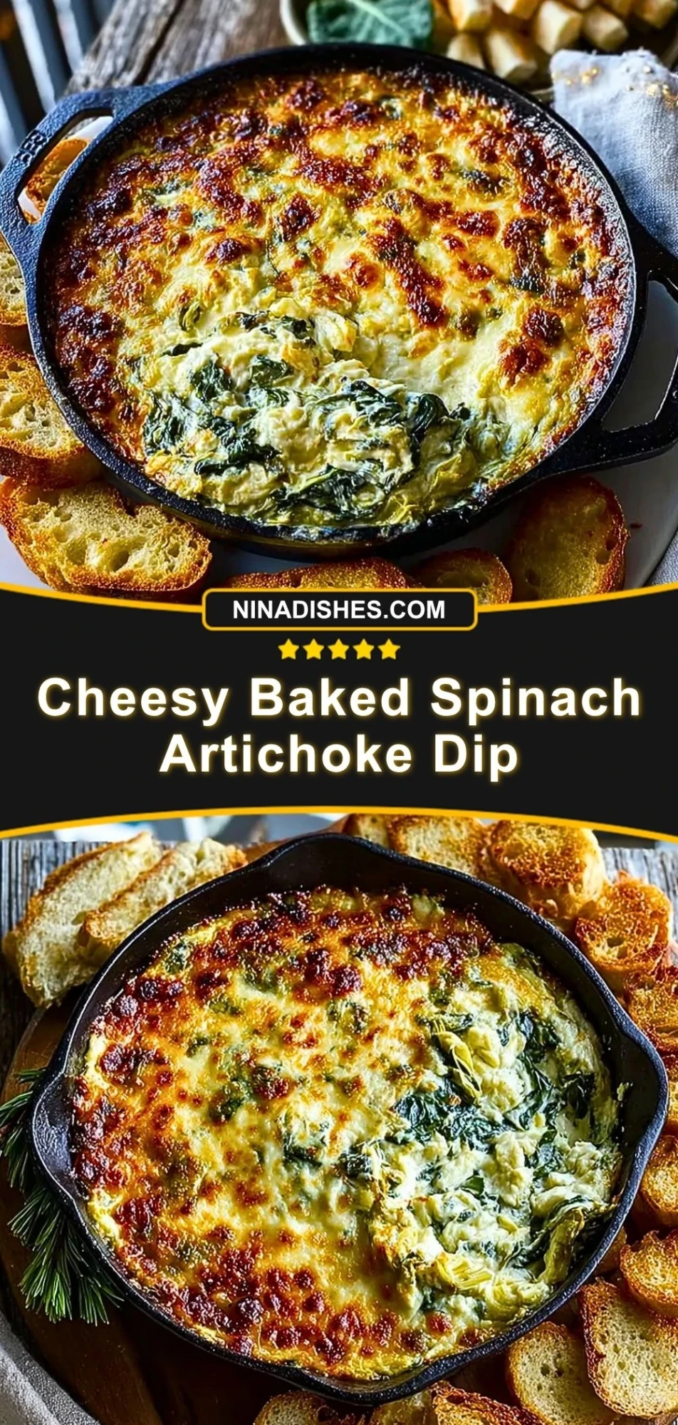 Cheesy Baked Spinach Artichoke Dip (3)